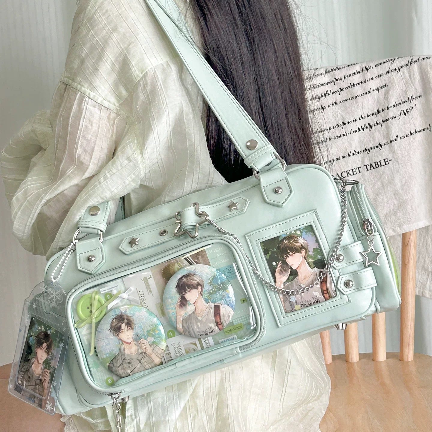 Women's Cartoon Doll Transparent Daily Snacks Sugar Star Underarm Bag