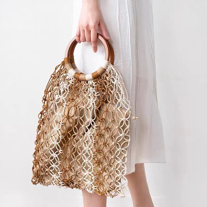 Round Wax Rope Hand-woven Hand Series Women's Handbag