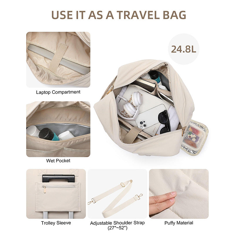Lunch With Insulated Compartment Fluffy Quilted Bags