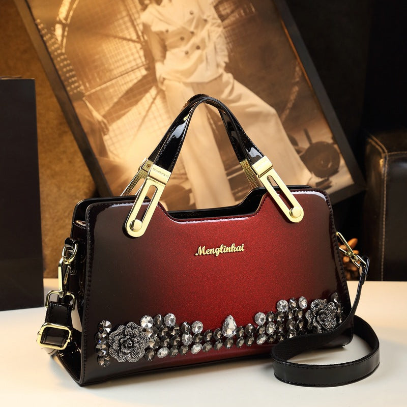 Women's Embroidered Diamond Genuine Leather Mother Fashionable Women's Handbag
