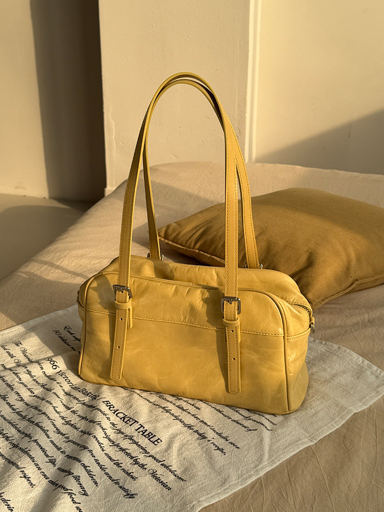 Niche Bowling First Layer Oil Wax Women's Shoulder Bag