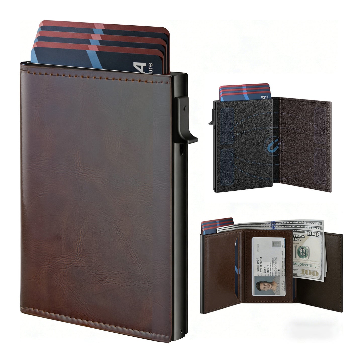 Men's Short Carbon Fiber Aluminum Alloy Large Capacity Men's Wallet