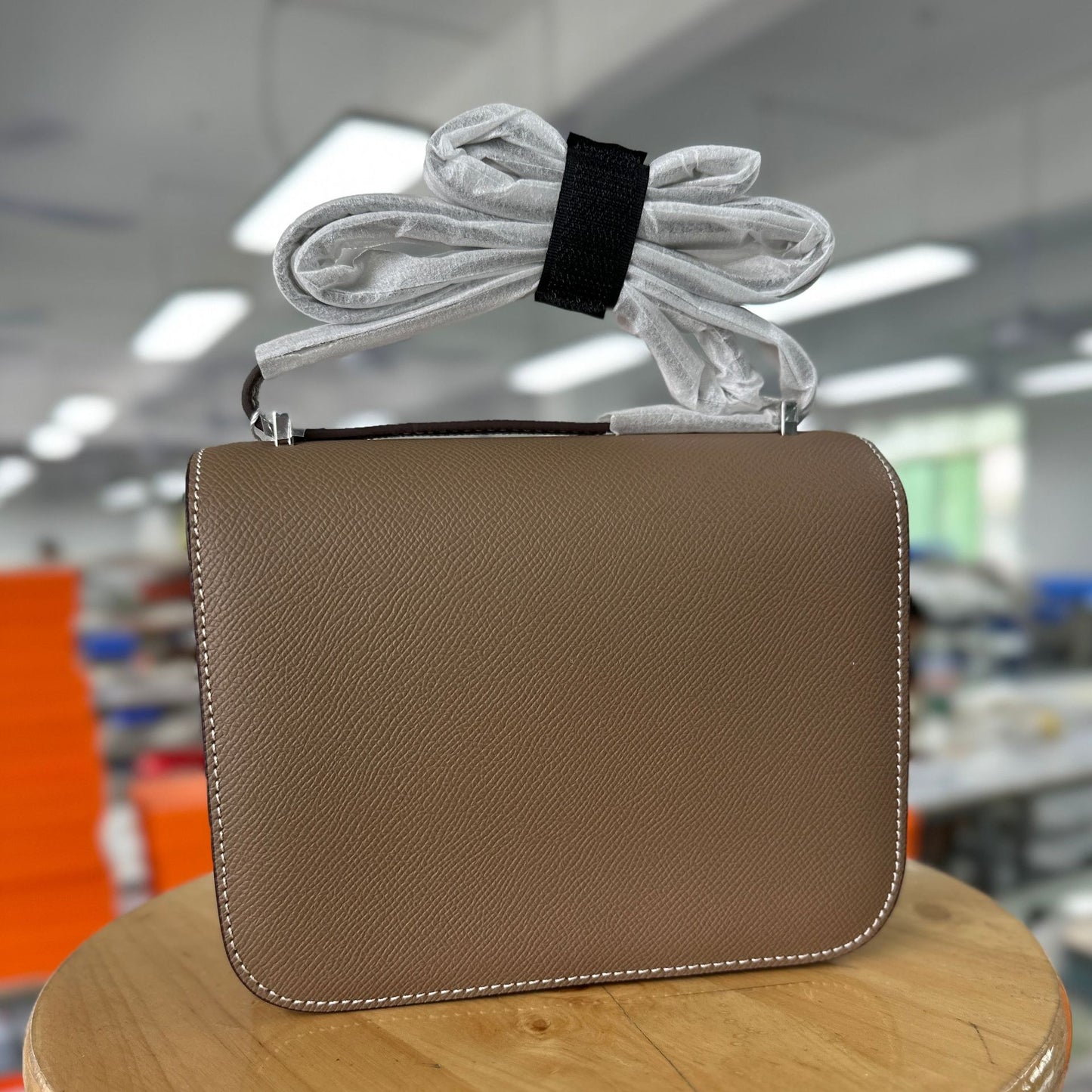 Constance Palm Print Cowhide Leather Gold Buckle