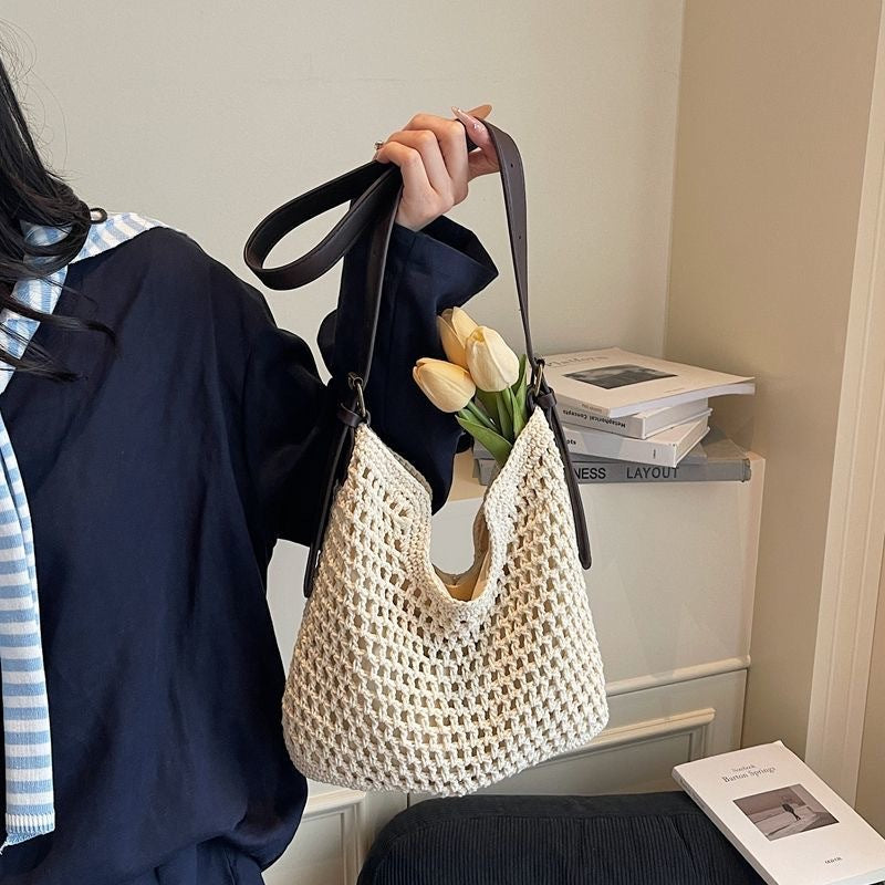 Hollow Hand Woven Beach Seaside Straw Tote Bags
