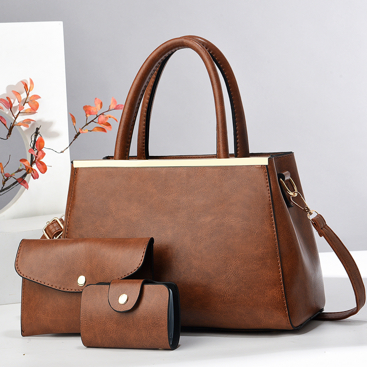 Lady's Material Retro Portable Mix Simple Large Women's Handbag