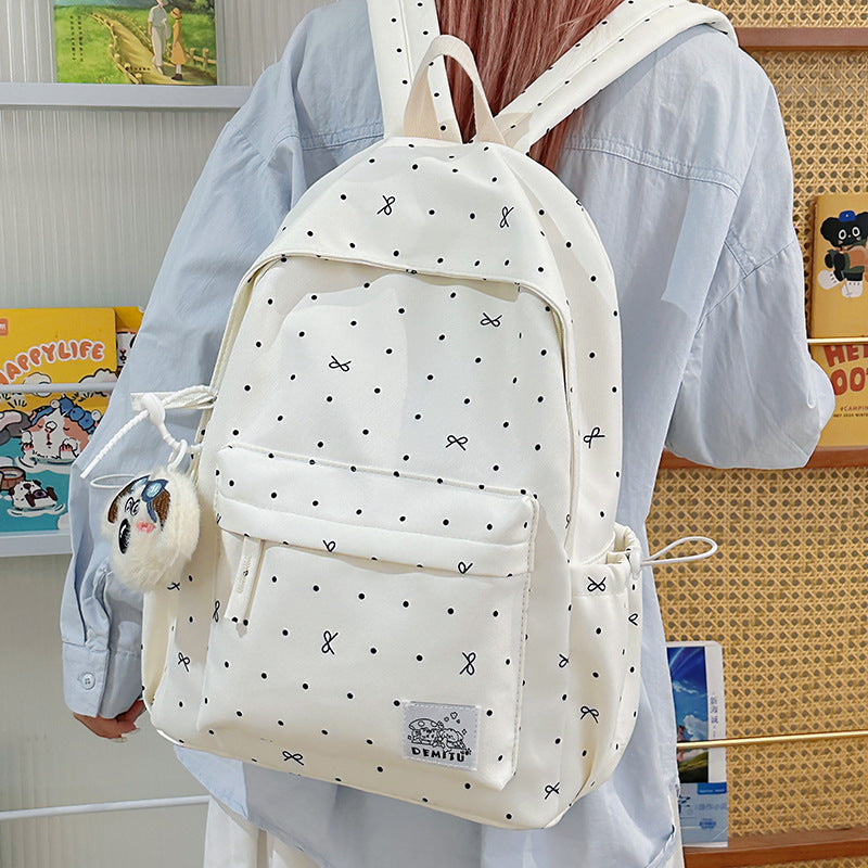 Junior High Atmosphere Polka Dot Good-looking College Student Schoolbag