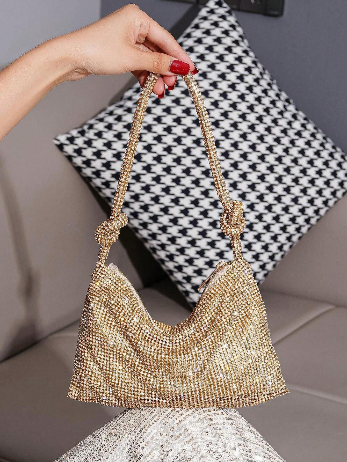 Handmade Banquet Trendy Flash Knotted Rhinestone Party Bags