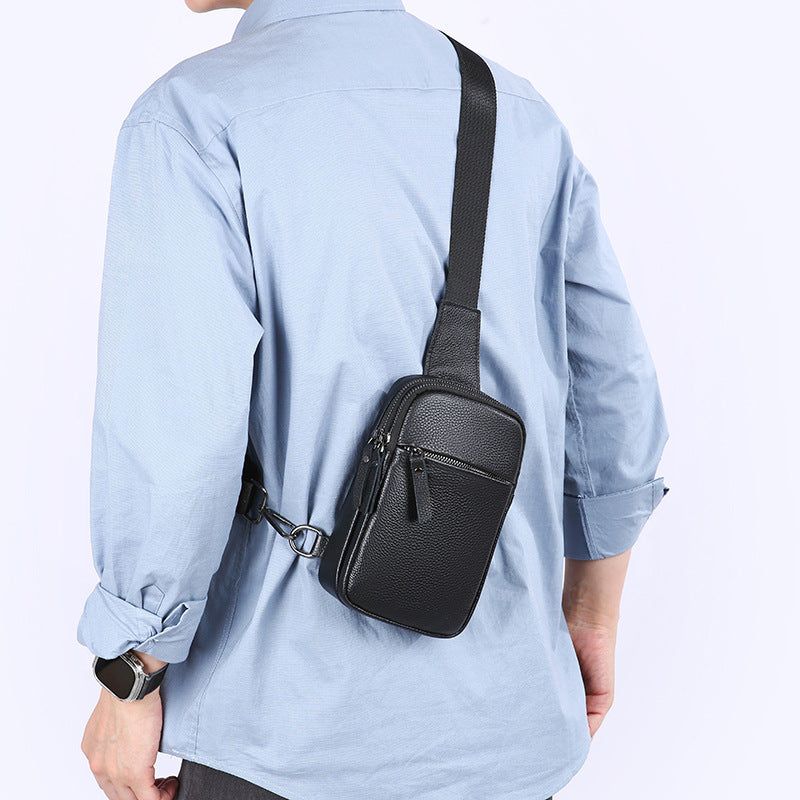 Men's Genuine Leather Soft First Layer Cowhide Men's Chest Bag