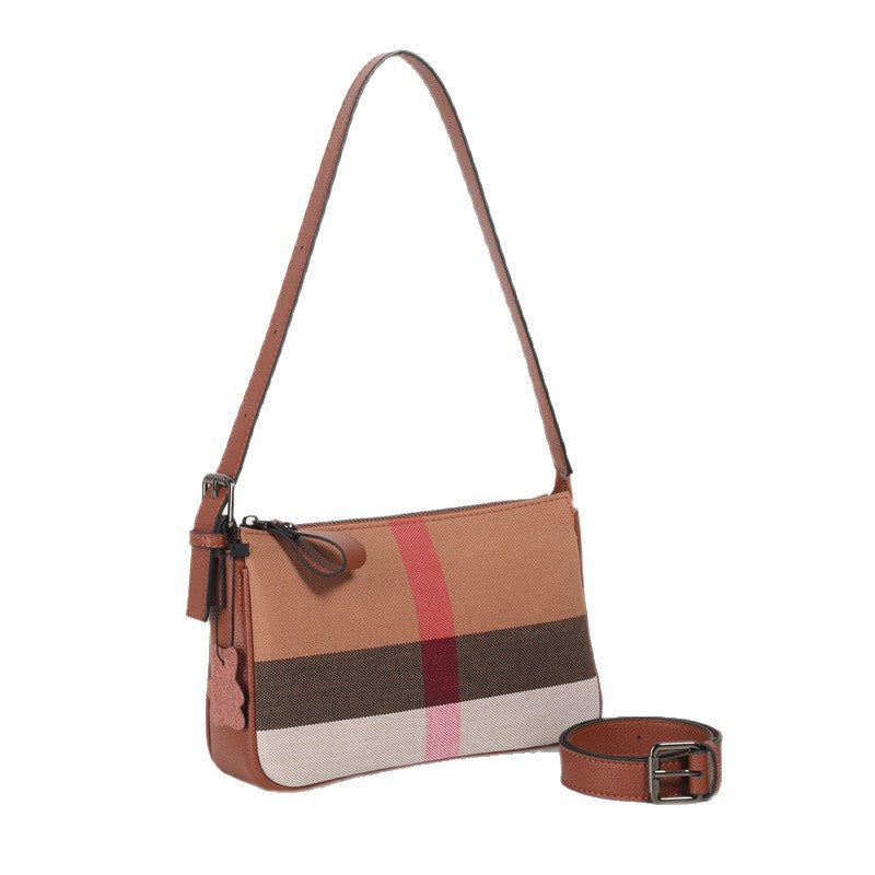 Women's High-grade Plaid Mobile Genuine Leather Women's Shoulder Bag