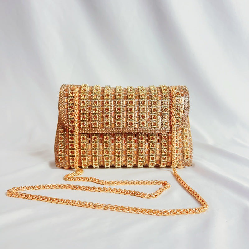 Women's Color Matching Rhinestone Ornament Gem Diamond Dinner Bag