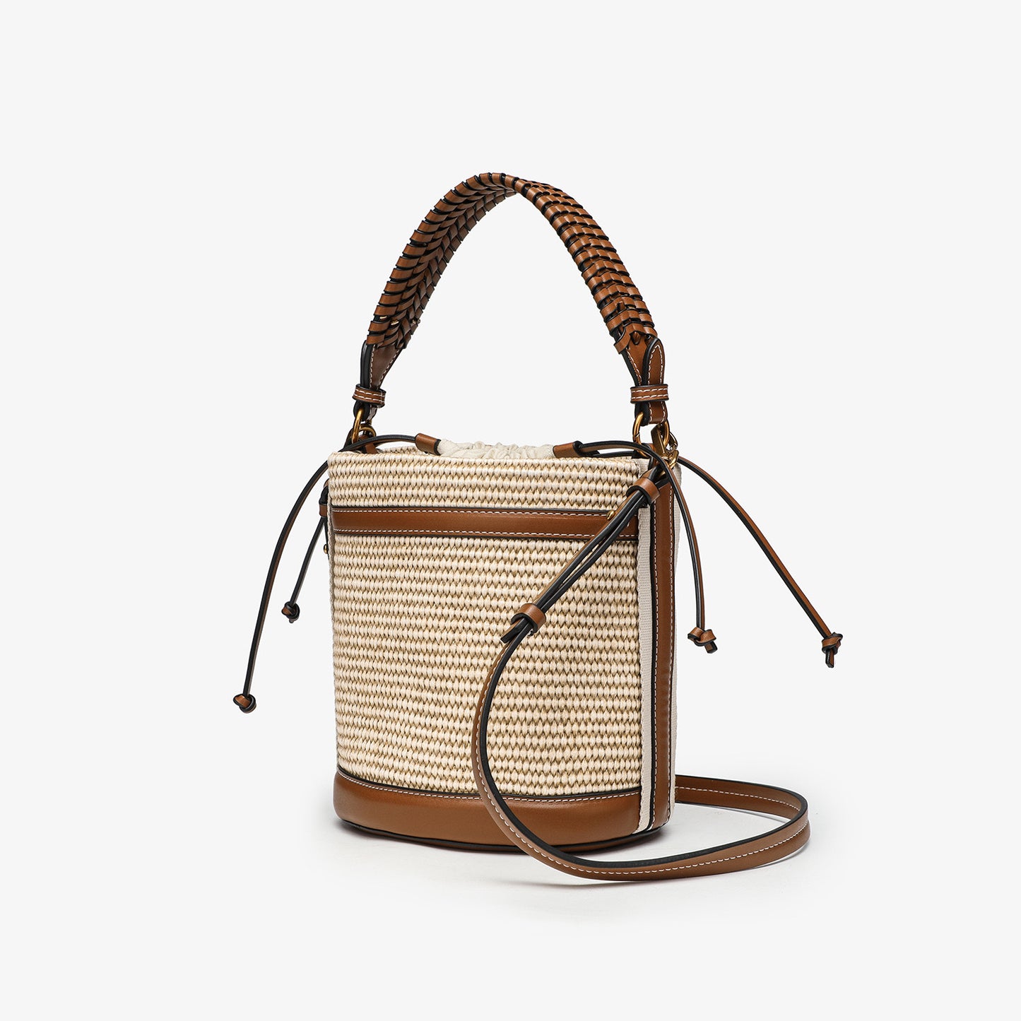 Women's Z Portable Woven Beach Trendy Color Collision Bucket Bags
