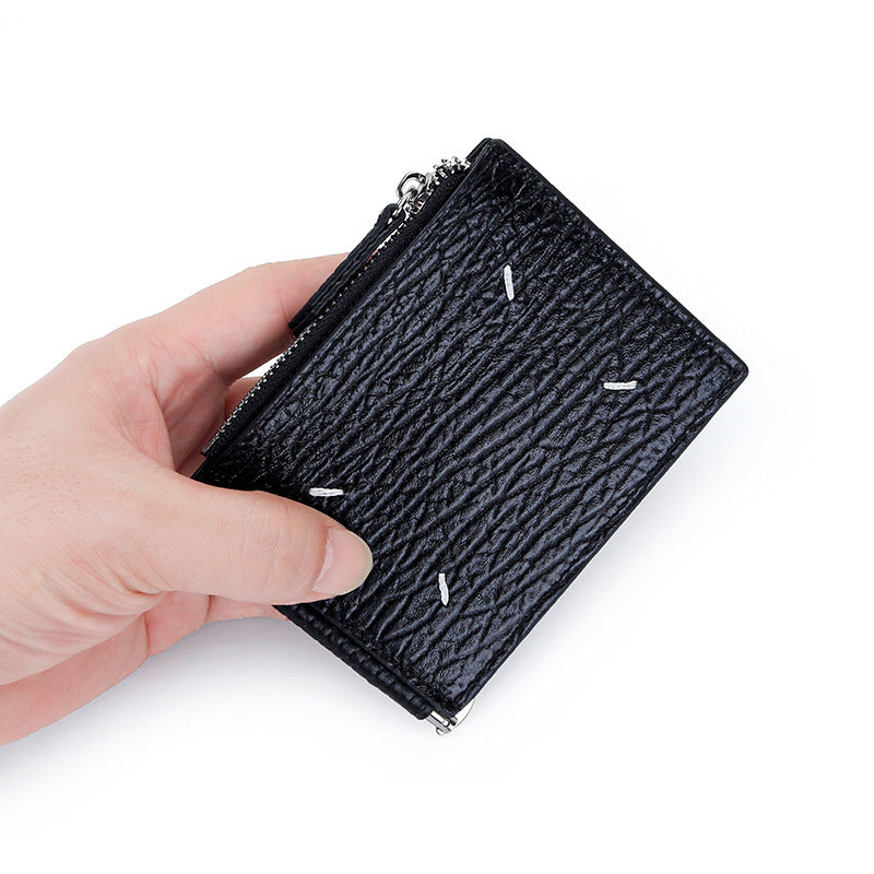 Women's & Men's Leather Dollar Clip Short Cash Zipper Ladies Wallet