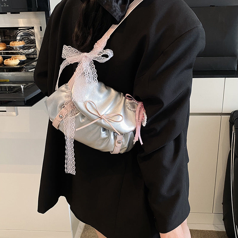 Style Bowknot Female Niche Pleated Design Spring Small Square Bags