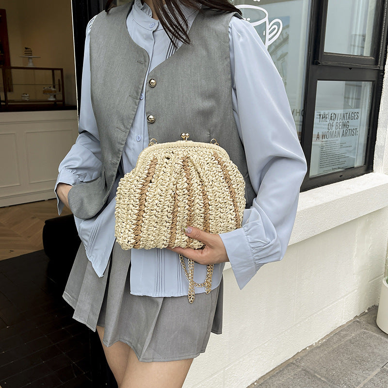Woven Chain Shell Versatile High-grade Beach Women's Messenger Bag