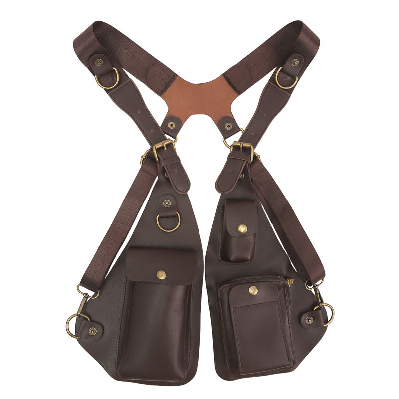 Men's Vest Fashion Design Sense Motorcycle Retro Men's Chest Bag