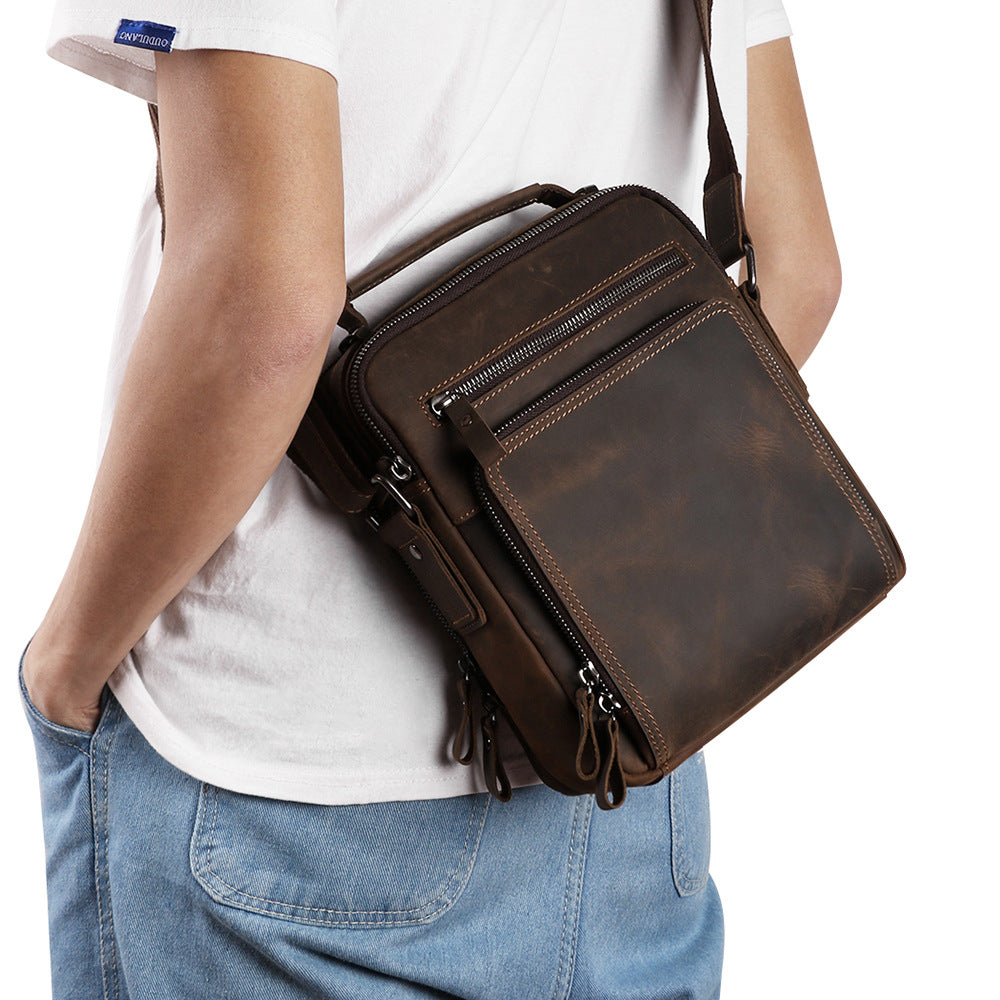 Men's Leather Retro Crazy Horse High Sense Men's Shoulder Bag