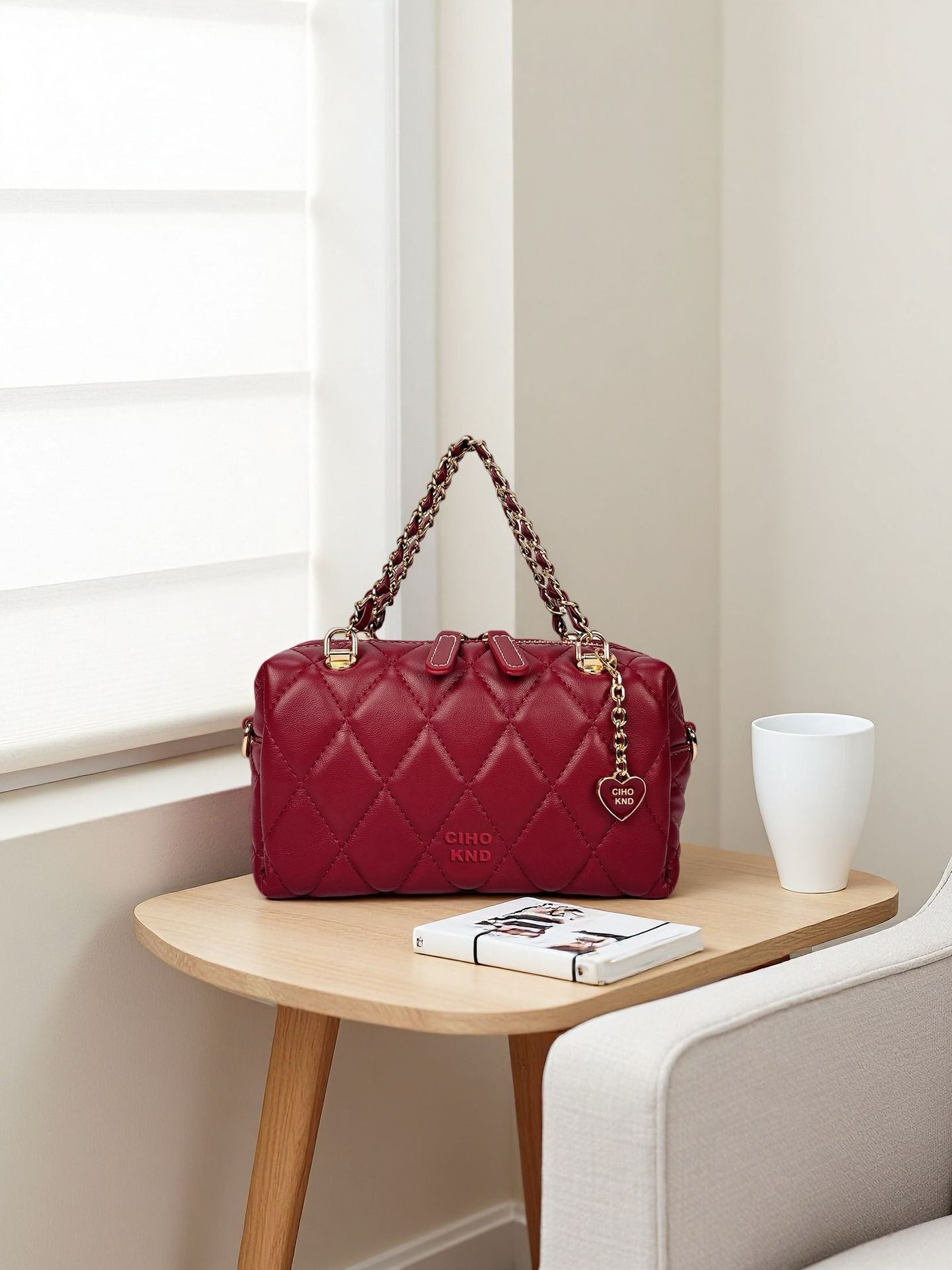 Women's Preface Pillow Pink Exquisite Diamond Check Bags