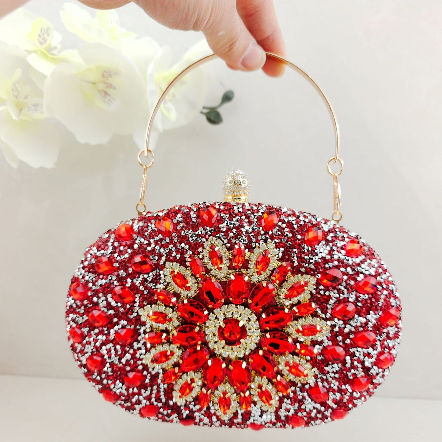 Diamond Texture Dress Banquet Party Match Metal Bags