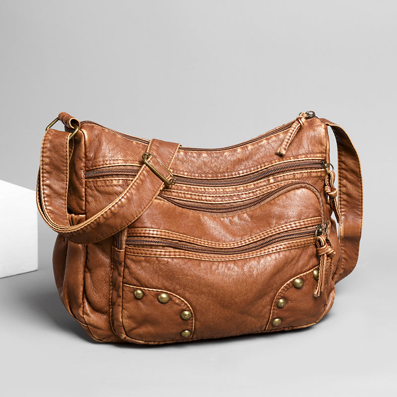 Women's Retro Fashion Wash Soft Leather Backpacks