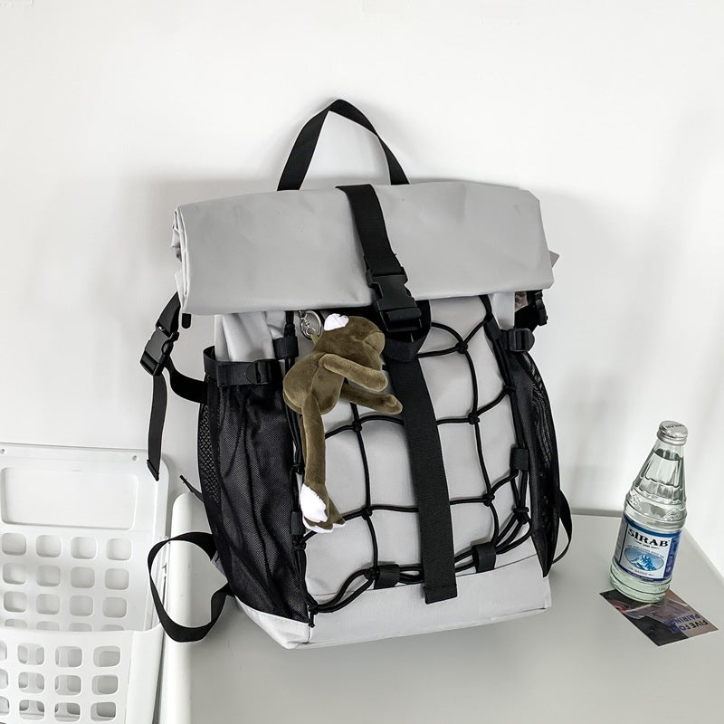 Men's Locomotive Style High Sense Tooling Trendy Riding Leisure Backpack