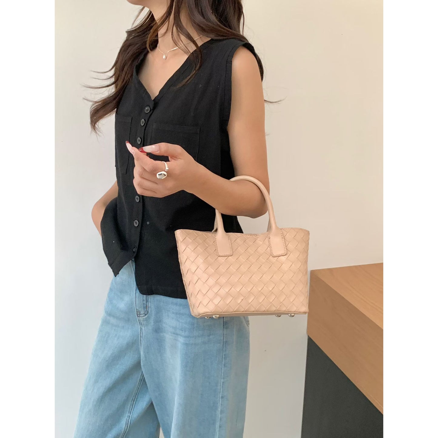 Women's High-grade Portable Woven Fashion Vegetable Basket Women's Handbag