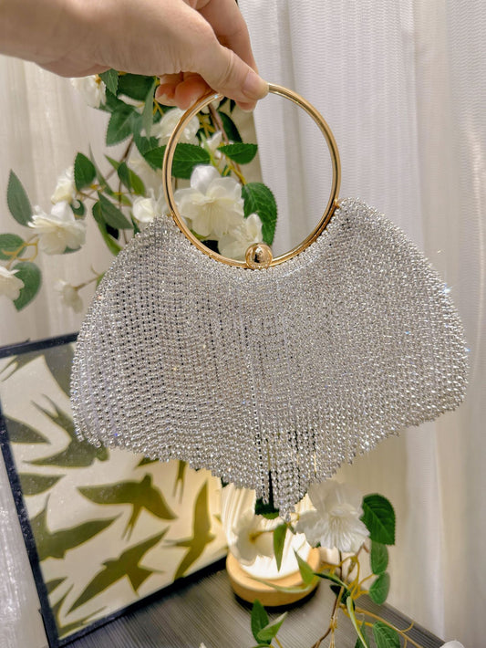 Rhinestone Diamond Tassel Portable Box Female Dinner Bag