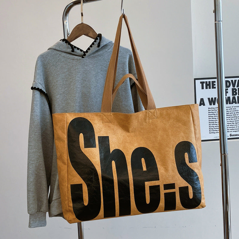 Korean Fashion Large Capacity Totes Artistic Letter Bags