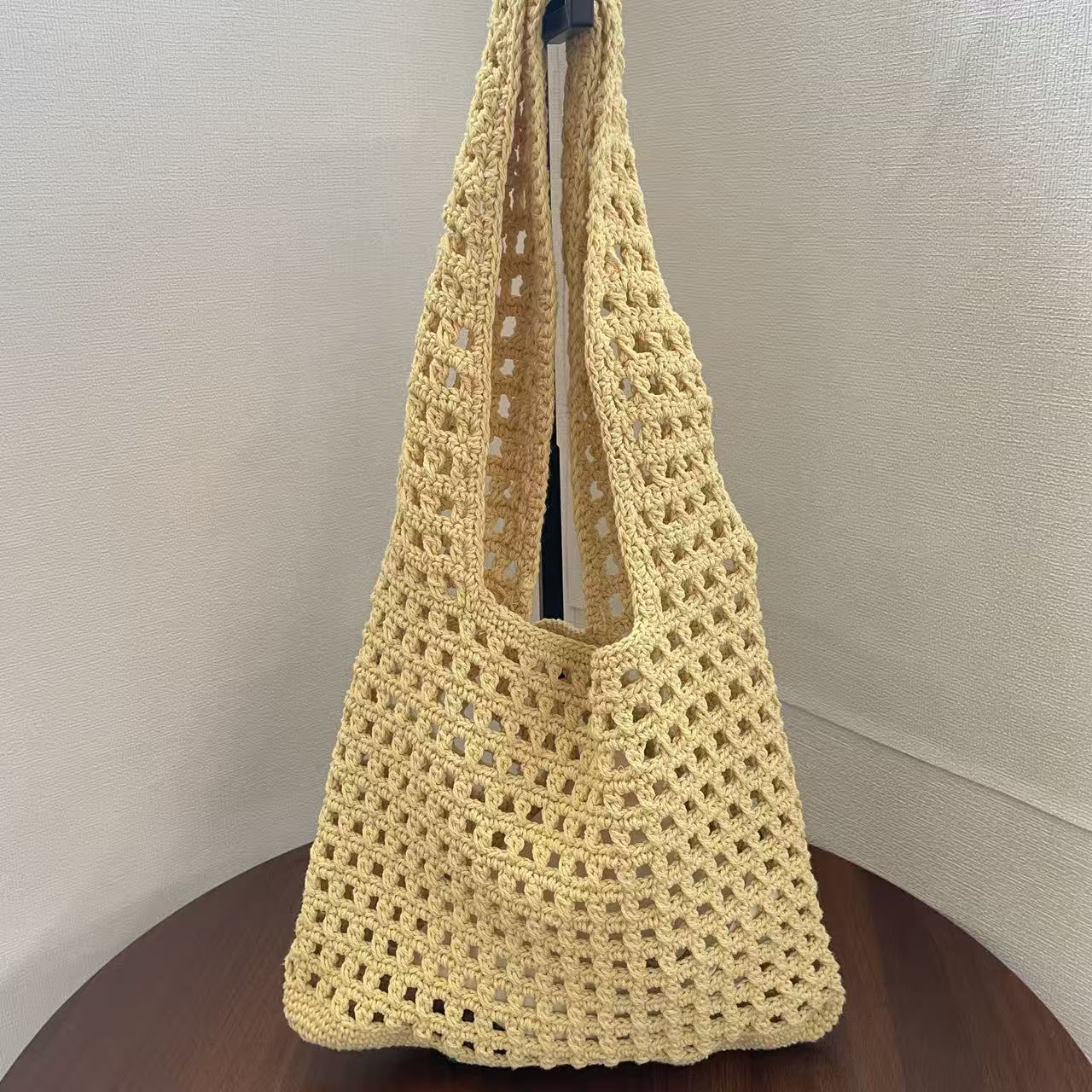 Women's Commuter Woven Hollow Out Knitted Mesh Beach Bags
