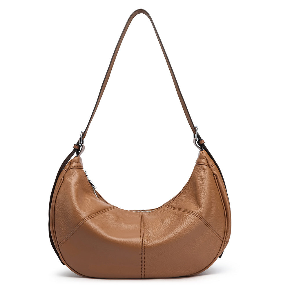 Fashionable Solid Color Retro Soft Surface Dumpling Women's Messenger Bag