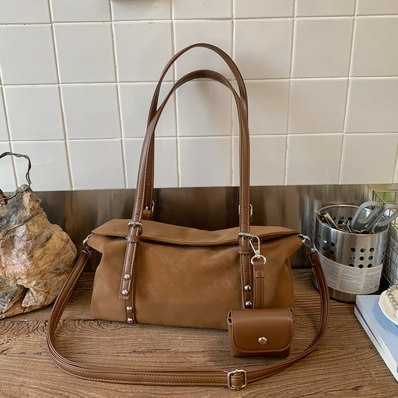 Women's Korean Style Vintage Winter Large Capacity Underarm Bag