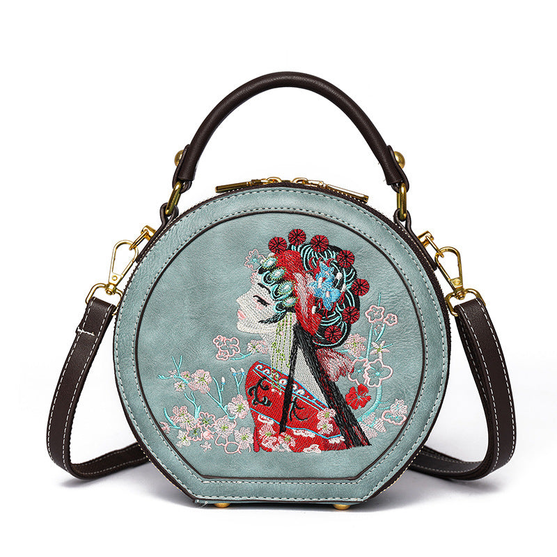 Chinese Style Embroidery Handmade Round Design Ethnic Texture Leisure Women's Shoulder Bag