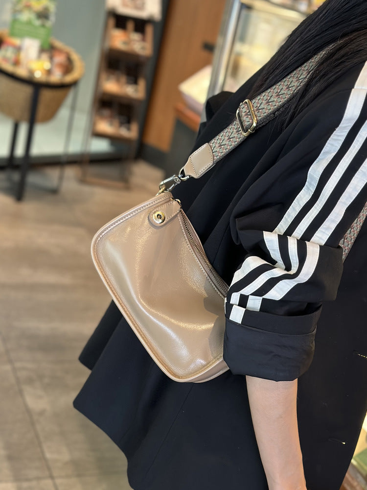 Women's Popular Leather White Summer High Sense Niche Small Square Bag
