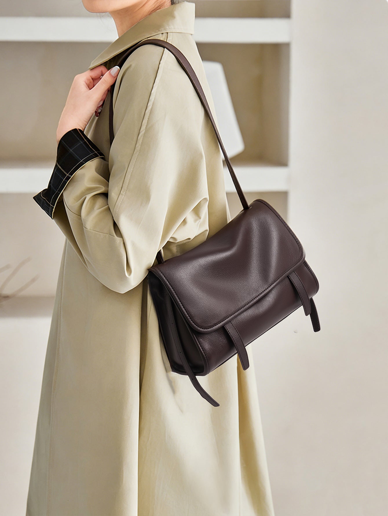 Trendy Calf Leather Vintage For Genuine Women's Shoulder Bag