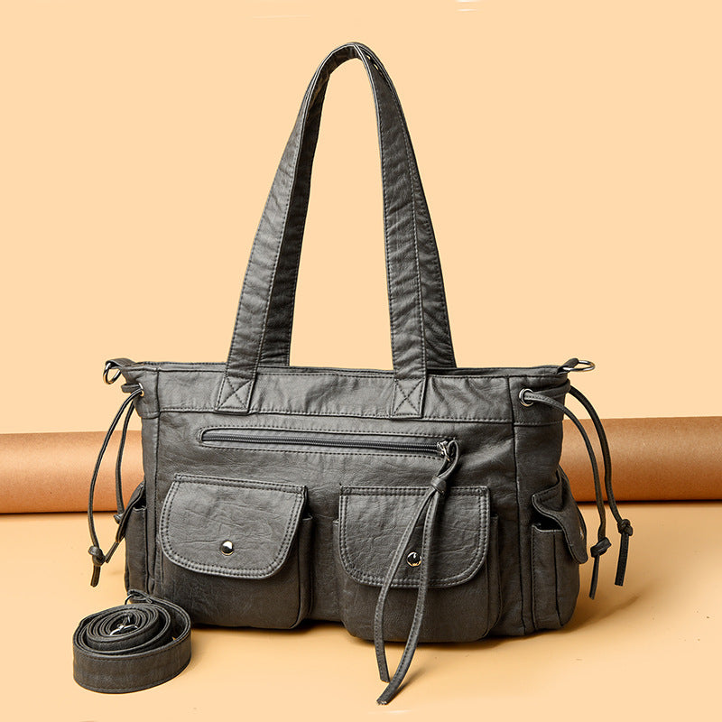 Women's Horizontal Soft Leather Washed Distressed Motorcycle Retro Hot Bags