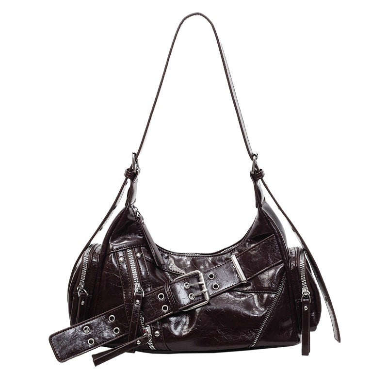 Women's Retro Trendy Underarm Niche Motorcycle Versatile Bags