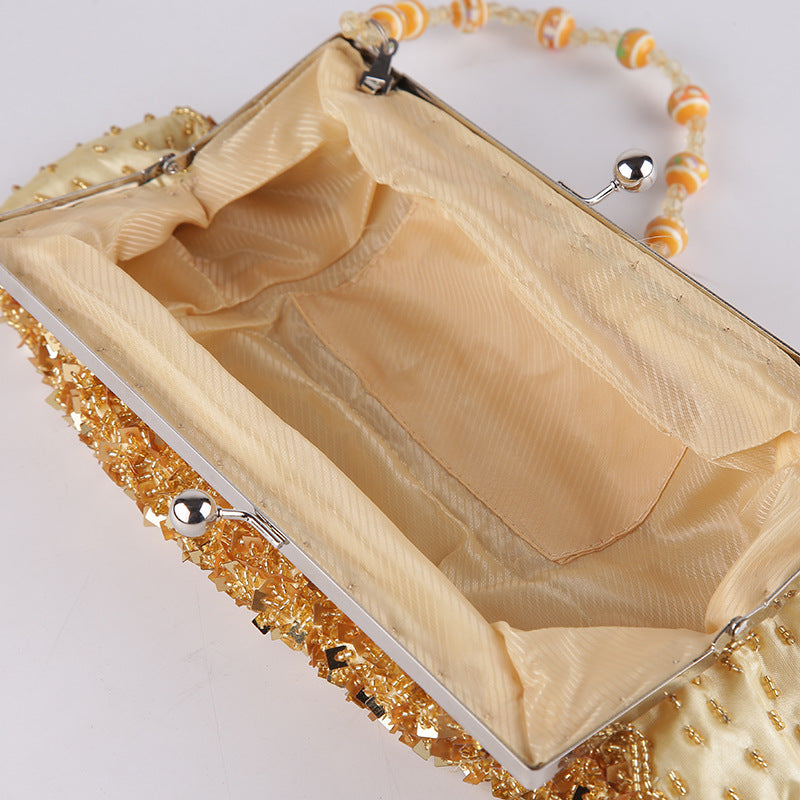 Women's Diamond Beaded Western Style Texture Dinner Bag