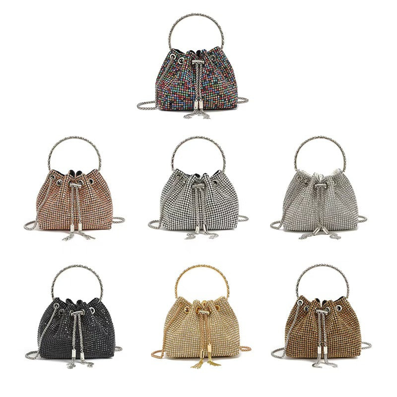Women's Gradient Color Full Diamond Tassel Dinner Bag