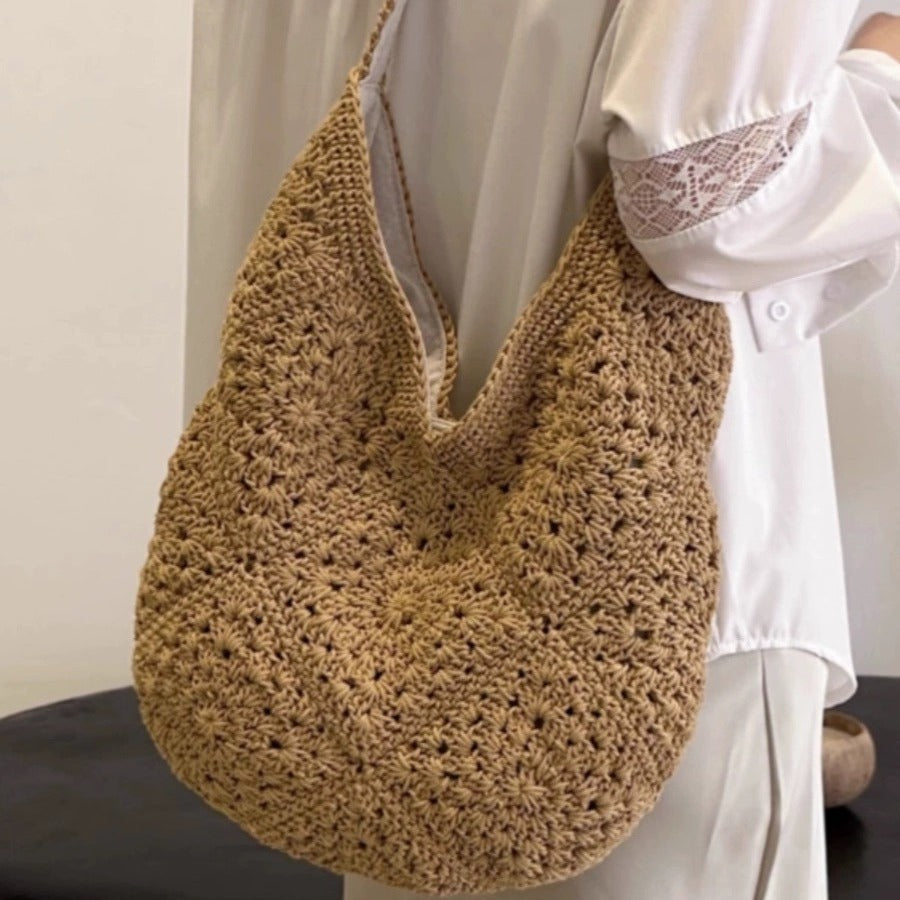 Artistic Handmade Crochet Woven Cotton String Women's Shoulder Bag