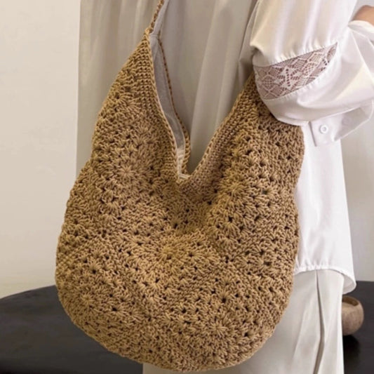 Artistic Handmade Crochet Woven Cotton String Women's Shoulder Bag