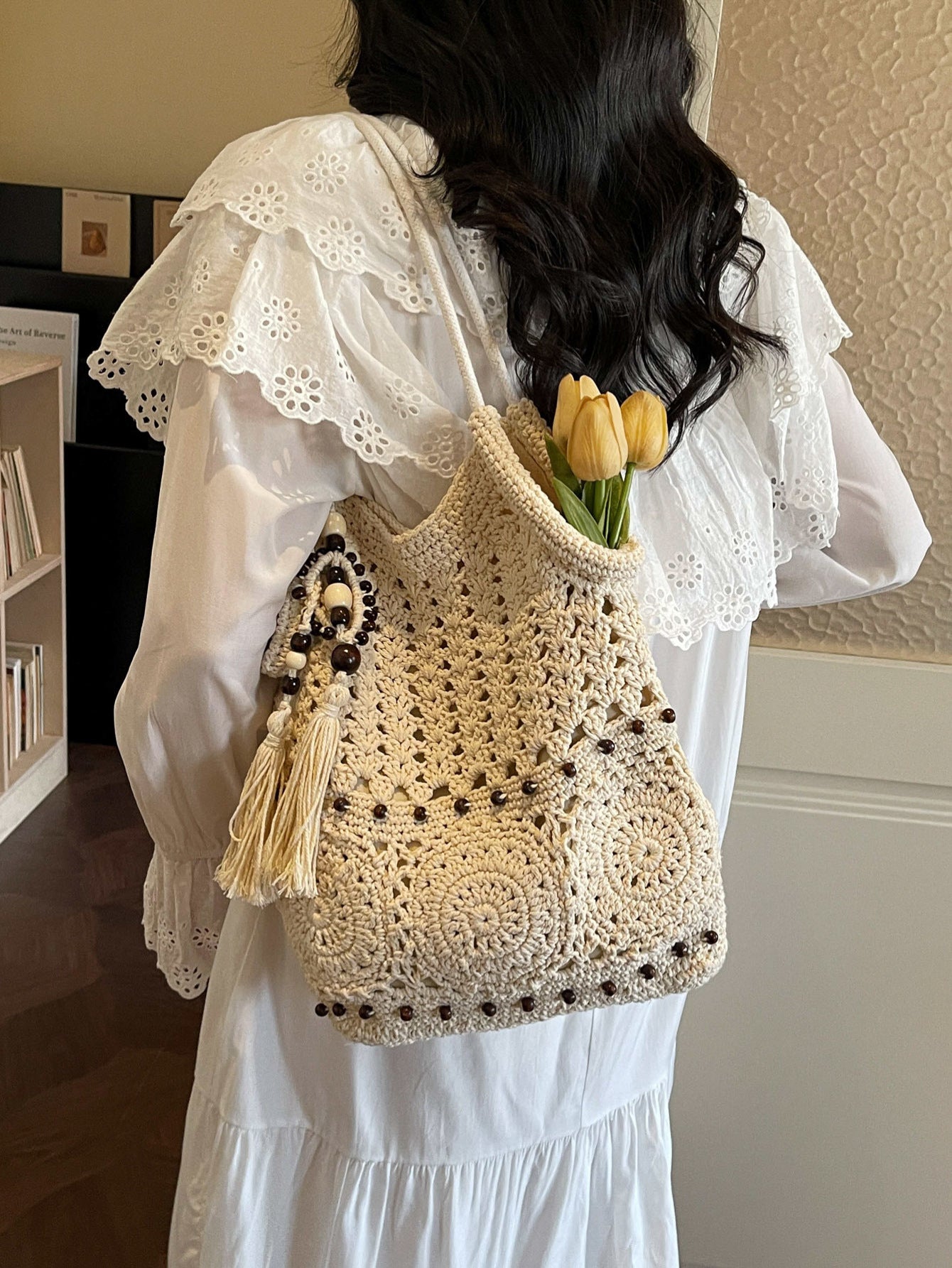 Large Capacity Underarm Chinese Style Knitted Women's Shoulder Bag