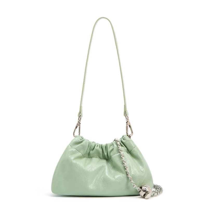High-grade Chain Pleated Cloud Korean Style Portable Genuine Leather Bags