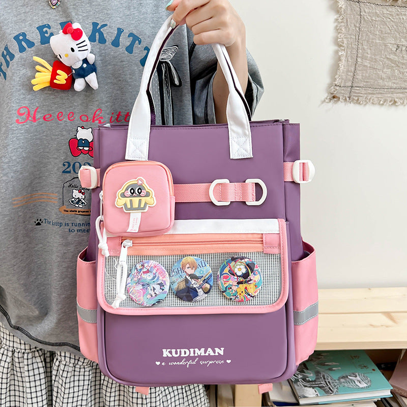 Cool Contrast Color Good-looking Junior High Campus Portable Primary School Bag
