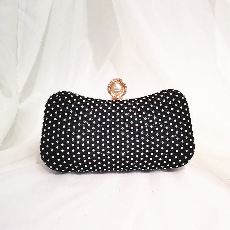 Fashion Diamond Inlaid Pearl Pillow-shaped Net Drill Shining Dress Dinner Bag