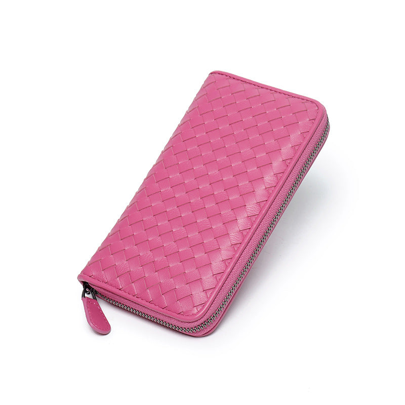 Women's & Men's Leather Korean Style Hand-woven Sheepskin Long Purses
