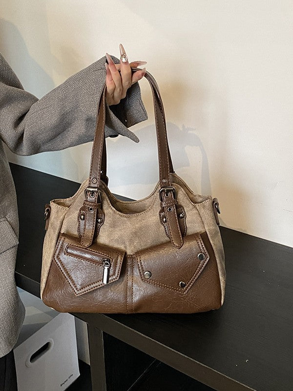 Women's Fashionable Street Fashion Retro Simple Height Women's Shoulder Bag