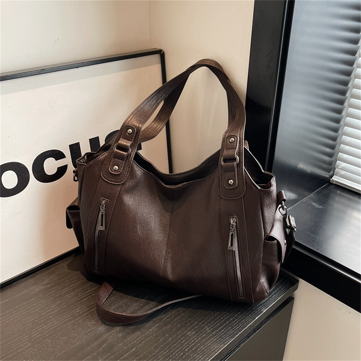 Women's Leather Large Capacity Totes Commuter Tote Bag