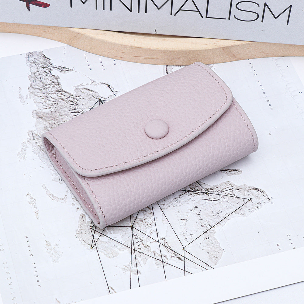 Women's Layer Cowhide Mini Folding Change Certificate Storage Leather Ladies Wallet