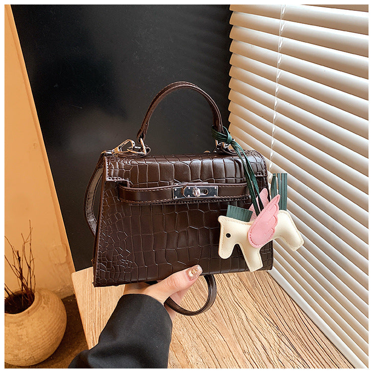 Women's High-grade Stone Pattern Latch Fashion Retro Small Square Bag