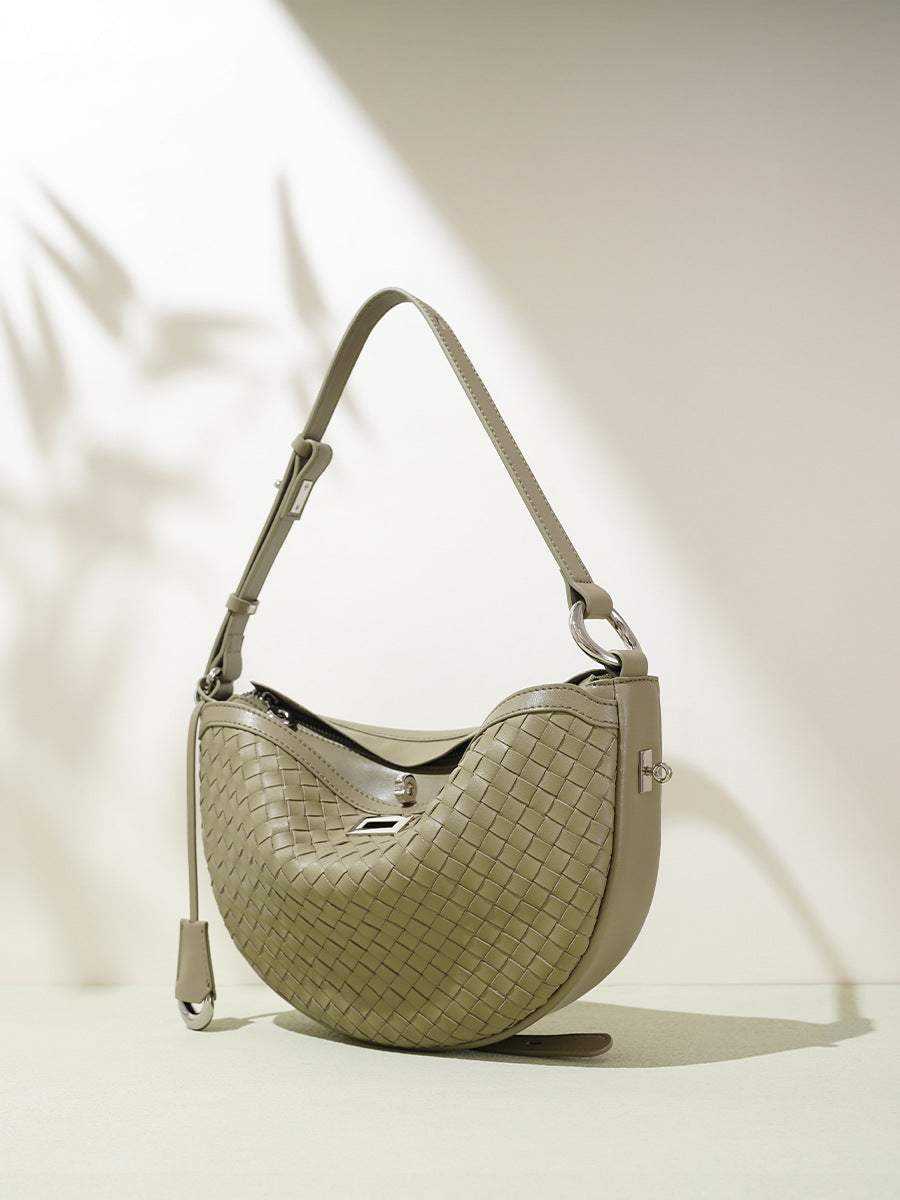 Woven First Layer Cowhide Selenodont Design Women's Handbag