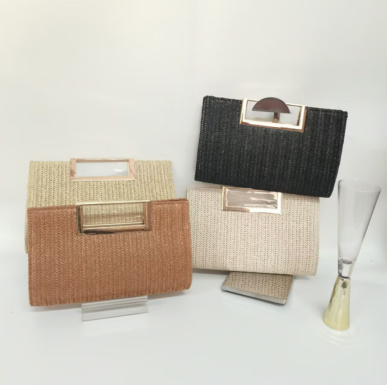 Women's Summer Straw Woven Simple Fashion Hardware Buckle